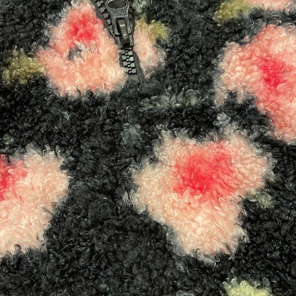 Sandy Liang x Target Floral Black Teddy Sherpa Half Zip Jacket - Picture 12 of 12